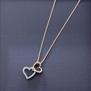 Diamond Double Heart Necklace 1/10 ct tw 10K Rose Gold 18"